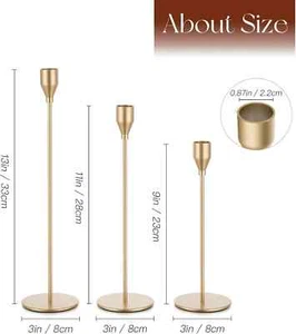 Candelabros cónicos dorados: candelabro alto para centro de mesa juego de 3 - Imagen 1 de 4
