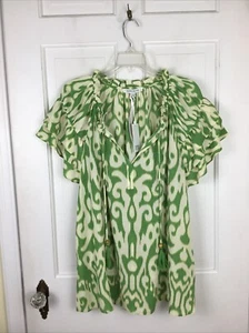 Rose + Olive Popover Boho Floral Blouse Top Office V-neck Women 1X Tassels NWT - Picture 1 of 5