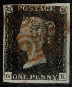 1840 1d schwarz PL 1B GK 4m Ex große Goldsammlung Wiedereintritt VFU Kat. £550,00 - Bild 1 von 1