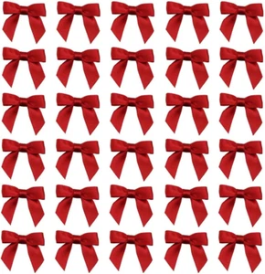 50Pcs Boutique 1.5" Red Satin Ribbon Mini Bows for Craft Sewing Scrapbooking Wed - Picture 1 of 12