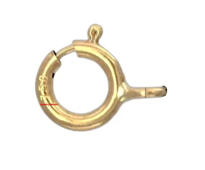 5mm 18k STANDARD WEIGHT Solid Yellow Gold Spring Ring Clasp OPEN Jump Italy - Image 1 of 3