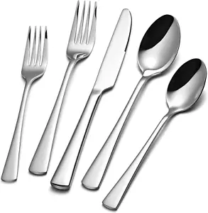 Silverware Set for 8, 40-Piece Forged 18/10 Stainless Steel Flatware Set, Mirror - Picture 1 of 7