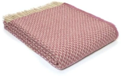 TWEEDMILL WOOL BLANKET Tweedmill Lifestyle Diamond Light Mulberry Throw or Blanket New Shetland Wool