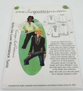 Vintage HotPatterns HP-1045 Boho-De-Luxe Woodstock Tunika Original ungeschnitten versiegelt - Bild 1 von 7