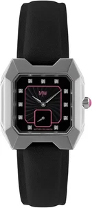 Matthew Williamson Ladies Crystal Set Black Leather Strap Watch RRP £179.00 - Picture 1 of 1