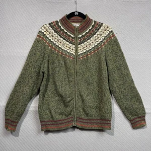 Suéter De Colección Reliquia Coleccionables Para Hombres M Verde Abuela Fair Isle Cárdigan - Imagen 1 de 13