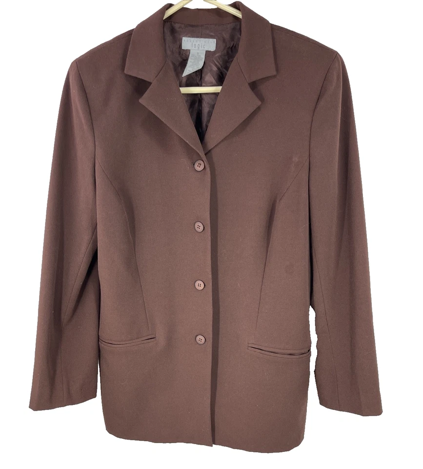 Blazer Vintage August Silk Logic Marrón Botón - Para Mujer Talla 8 - Estilo Clásico Foto 1 de 4
