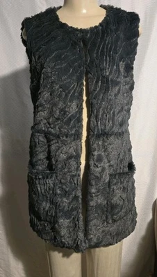 Chaleco Largo Mushka By Sienna Rosa Piel Sintética Gris Teal Esculpido Brillante Talla M  Foto 1 de 4