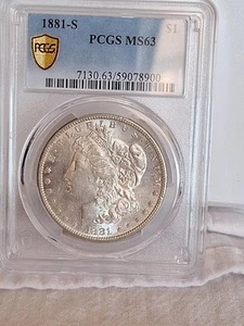 1881-S $1 Morgan Silver Dollar PCGS MS63 - Picture 1 of 4