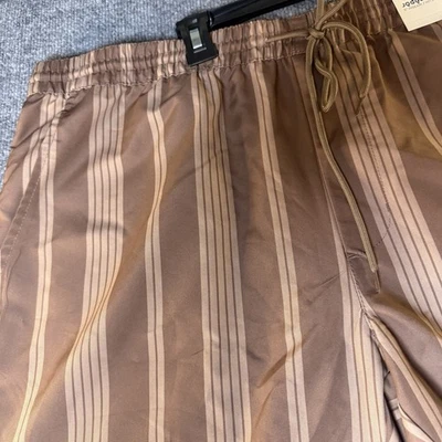 NWT Arizona Jean Co Jogger Shorts Mens XL 5" Inseam Above Knee Brown Striped - Image 1 of 4