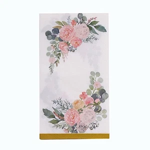 20 White Pink Peony Flower 2 Ply Paper Disposable Dinner Napkins Gold Edge Party - Picture 1 of 9