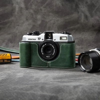 Genuine Real Leather Camera Bag Case Protect Cover Belt Strap For Pentax 17 - Image 1 of 4