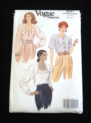 RETRO VOGUE 1991 BLOUSE PATTERN 8231 SIZES 18 - 20 - 22 - Image 1 of 4