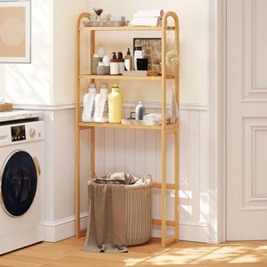 Bathroom Floor Organizer Space Saver above Toilet Shelf for Laundry Room-Natural - Picture 1 of 10
