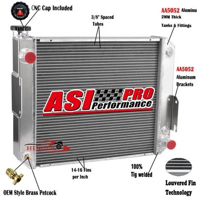 ASI PERFORMANCE 4-ROW Radiator FOR Hyster Yale Forklift H45-65XM Models 1337002/2037521 Aluminum