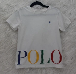 Polo Ralph Lauren Short Sleeve T Shirt Boys White Size 6 Spelled Out Polo #1013 - Picture 1 of 15