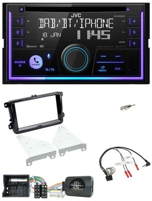 JVC Lenkrad USB 2DIN DAB Bluetooth CD Autoradio für VW T6 15-19 piano schwarz - Bild 1 von 4