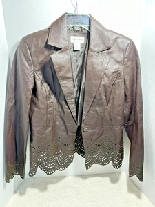 NEWPORT NEWS CUERO Chaqueta Abrigo Mujer Talla 14 Marrón Chocolate Ligero - Imagen 1 de 7