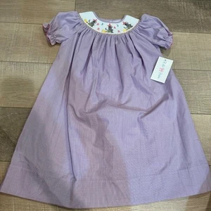 LULU BEBE GIRLS PURPLE DRESS CAT WITCHES HALLOWEEN SMOCKED NEW SIZE 6 - Picture 1 of 9