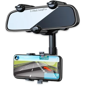 Rearview Mirror Phone Holder for Car, 360° Rotating Rear View Mount with Adju... - Picture 1 of 6