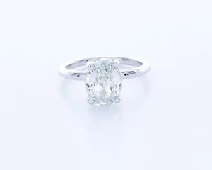 Klassischer Solitärring 2,5 kt laborgefertigter Diamant D/VVS2 Ovalschliff 14 K Weißgold - Bild 1 von 4
