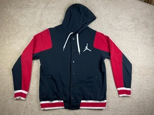 Nike Air Jordan Varsity Jacke Herren XXL Classic Fit Kapuze Druckknopf Schwarz Rot - Bild 1 von 18