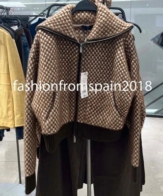CHAQUETA BOMBER ZARA NUEVA MUJER COMBINACIÓN PIEL SINTÉTICA PUNTO MARRÓN S,M,L 5802/104/700 Foto 1 de 2