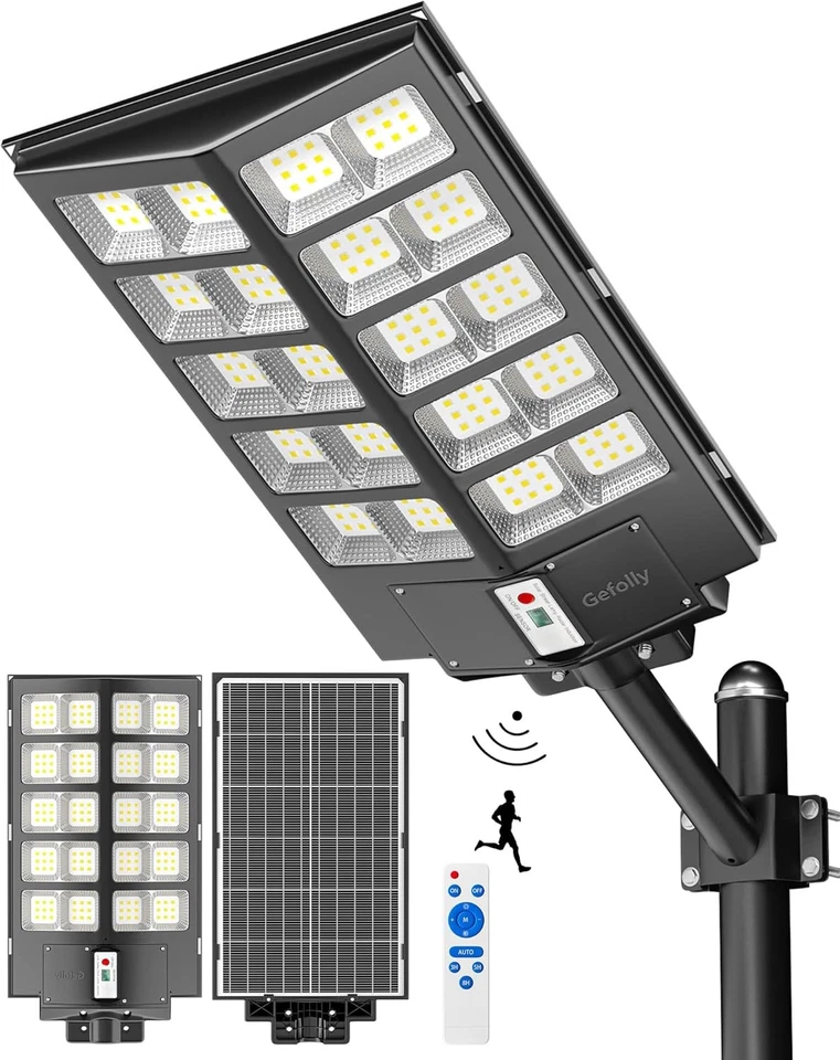 Gefolly 6200W Commercial Solar Streetlight Parkinglot Road Lamp NEW Free US Ship - Image 1 of 4