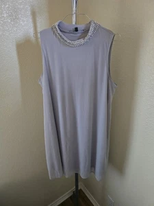 Nik and Nash Silver Beaded Collar Sleeveless Dress - Picture 1 of 3