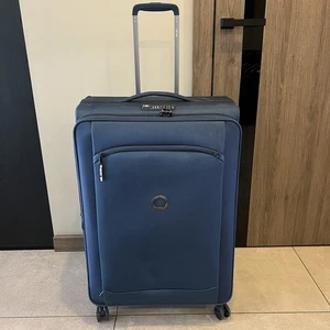 DELSEY PARIS Montmartre Air 2.0 77cm Large Blue Soft Suitcase 4-wheel Spinner - Picture 1 of 12