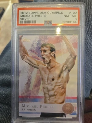Michael Phelps 2012 Topps EUA Olimpíadas Prata PSA Classificação Quase Perfeito-Estado Perfeito 8 #100 - Imagem 1 de 3