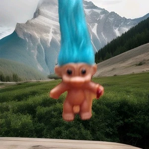 Vintage Seafoam blaue Haare 3 Zoll Troll Puppe - Bild 1 von 11