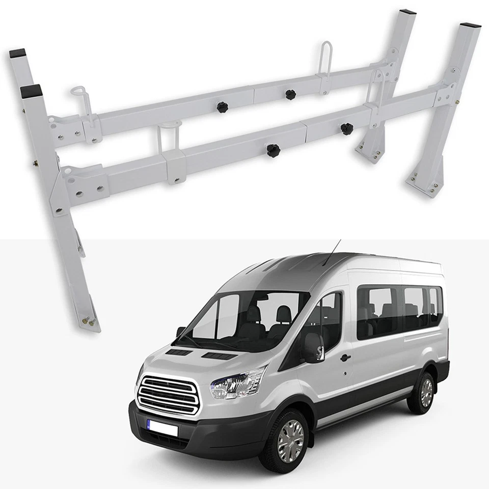 2 Bar Ladder Roof Rack Steel White Rack For 1996-2018 Chevrolet Express 2500 GMC Foto 1 de 4