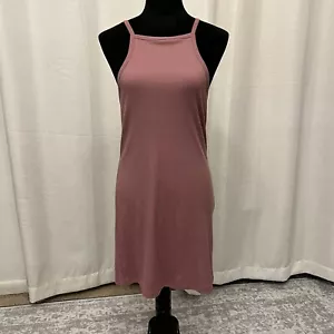NEW Double Zero Womens Dress Size Large Ribbed Knit Halter Fitted Dusty Purple - Picture 1 of 9