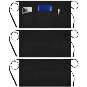 3 Pack Waist Apron with 3 Pockets for Restaurant Waitress Waiter Bartending - Picture 1 of 7
