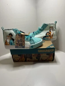 Ground Up Aladdin Jasmin & Rajah Teal Green- Size 3 High Top Sparkly Shoes NEW - Picture 1 of 10