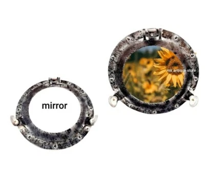 Espejo ojo de buey barco náutico acabado pared decoración latón antiguo 12 pulgadas Foto 1 de 4