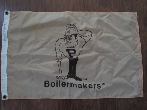 Vintage 2x3 ft Dura-Lite Made in USA Purdue Boilermakers Banner Loop FLag Mascot Cover