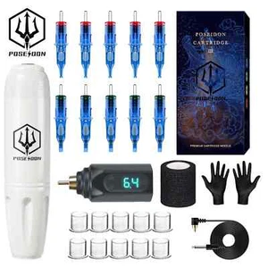 White Cool Tattoo Pen Kit For Permanent Makeup Tattoo Machine Kit High Power - Picture 1 of 8
