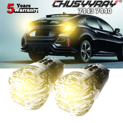 Pair 7443 Amber Front LED Turn Signal DRL Light Bulbs For infiniti G37 2008-2013 - Image 1 of 4