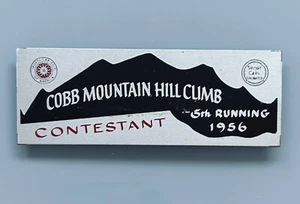 1956 5th COBB MOUNTAIN HILL CLIMB ORIGINAL CONTESTANT DASH BOARD PLAQUE BADGE - Picture 1 of 2
