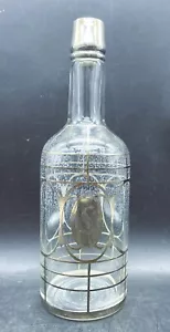 Antique Sterling Silver Overlay Whiskey Bottle Back Bar Liquor Decanter - Picture 1 of 8