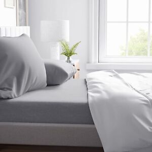 Natemia Queen Size Fitted Sheet Set - Organic Cotton Jersey - 60 x 80 Inches Fit