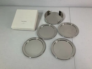 VERA WANG Wedgwood Drink Coasters x4. Sz: 4” Diameter-Color: Silver. See Descrip - Picture 1 of 17