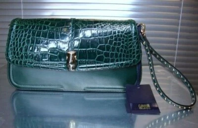 Bolso de mano Cavalli Class Daphne verde bandolera/cartera cierre de pantera nuevo con etiquetas Foto 1 de 4