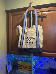 Walt Disney World 1971 große Canvas Tasche Strand Einkaufstasche blau weiß Vintage - Bild 1 von 10