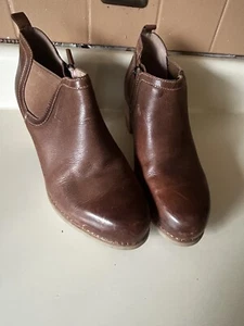 Dansko Harlene Leather Ankle Boots EU Size 40 US  9.5 Brown Side Zip Low Heel - Picture 1 of 8