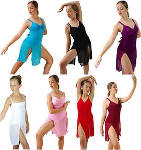 White Red Black Purple Pink Blue Modern Lyrical Dance Costume - 6 8 10 12 14 16 - Picture 1 of 8