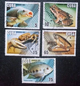 sCUBA Sc# 4159-4163 AQUACULTURE fish marine life frog Cpl set of 5 2001 used cto - Picture 1 of 1