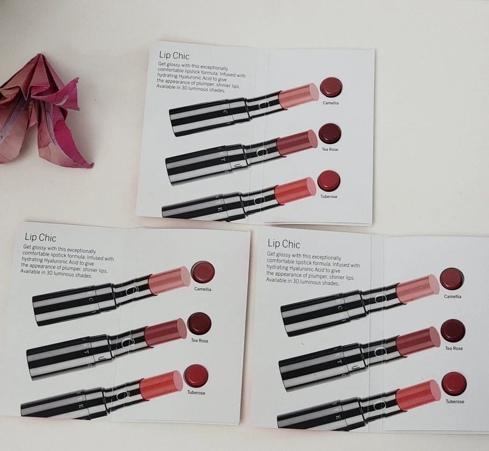 CHANTECAILLE Lip Chic Carded Lipstick Samples Camellia, Tea Rose, Tuberose - Image 1 of 3